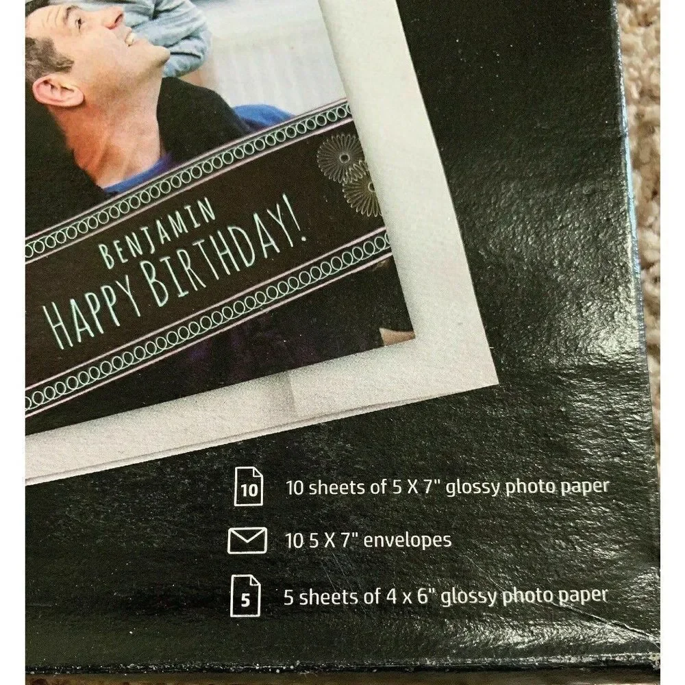 HP Photo Card 2 Packs of 10 (5” x 7”) Glossy Photo Paper/Envelopes & 5 (4” x 6”)